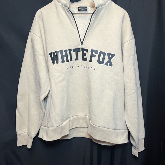 Cream Mock Turtle Quarter-Zip Women's Pullover Sweatshirt - Picture 3 of 9